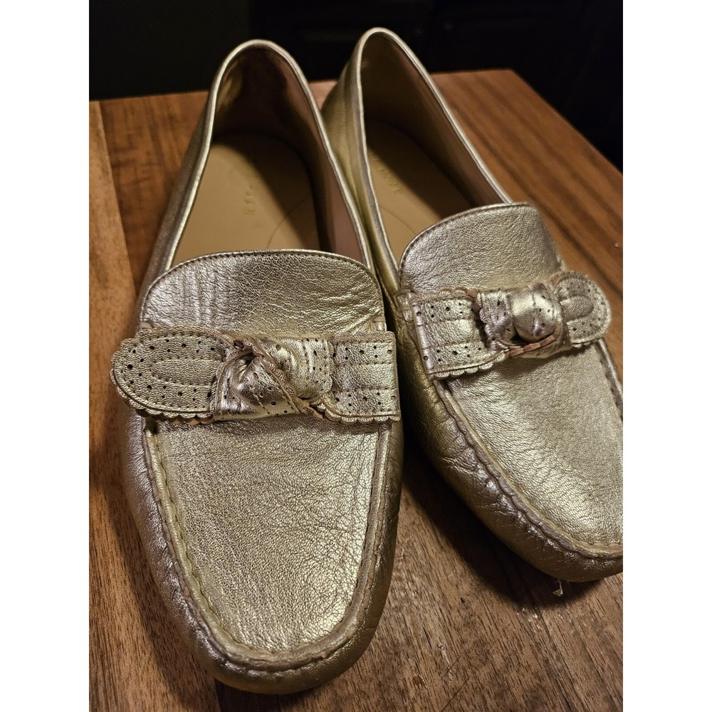 Ladies Gold Cole Haan Driving Mocs. Size 8 1/2 B